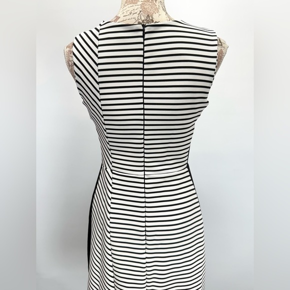 HALOGEN Black and white stripe sleeveless V neck midi dress size S. - Picture 4 of 13